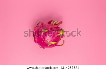 dragon fruit isolated on a  pink background