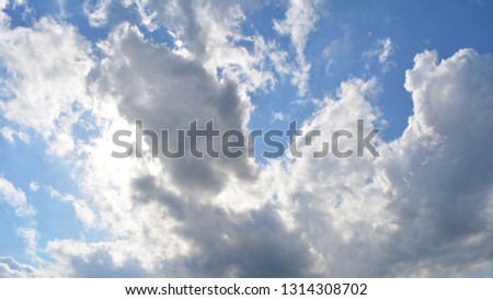 Cumulus clouds in summer. Sky panorama.