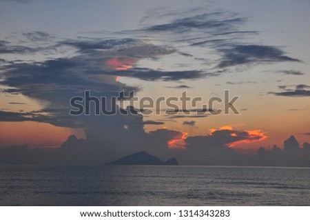 Famous sunrise on the sea with Turtle Island in Yilan, Taiwan