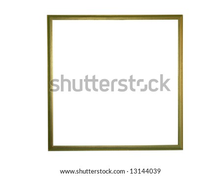 Isolated Blank Gold Picture Frame Cutout Background Close-up (with copy space)