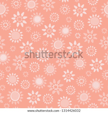 Vector soft coral floral seamless repeat pattern background.