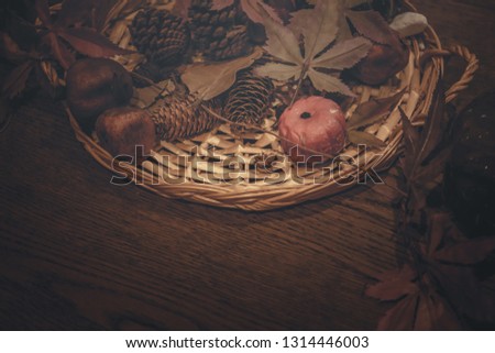 Pumpkin on the wooden table, Fall ornamental