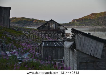 abandoned village on the background of the sea