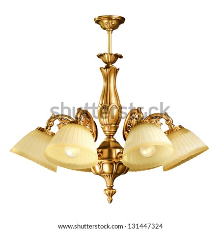Vintage chandelier isolated on white background with clipping path