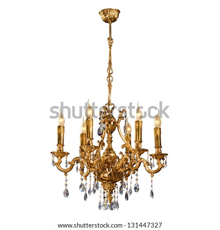 Vintage chandelier isolated on white background with clipping path Royalty-Free Stock Photo #131447327