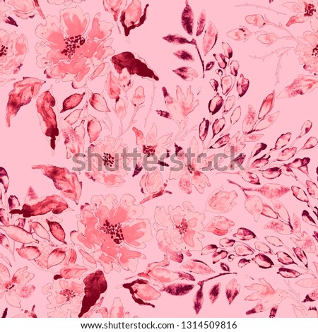 Watercolor seamless pattern with flowers. Floral design.Romantic wedding background.Bright summer seamless pattern. Botanical wallpaper. Can be used for any kind of design.