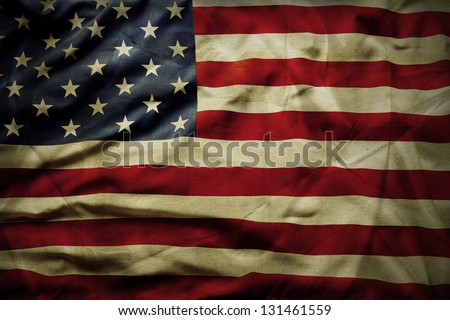Closeup of grunge American flag Royalty-Free Stock Photo #131461559
