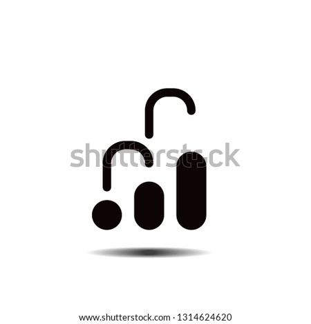 Analytics graph statistic icon flat designed black and white vector graphic