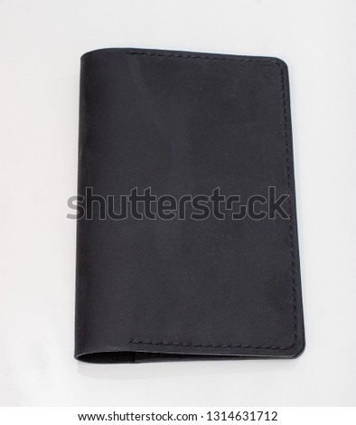 Handmade wallet made of black matte leather