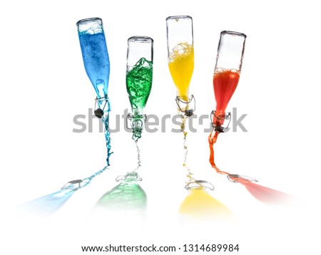 Summer is coming :freshness ad joyful colours,here you are with some coloured water .. blue,green,yellow  and red