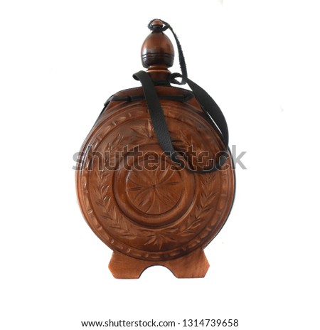 Traditional romanian Plosca - handmade rustic wooden bottle
