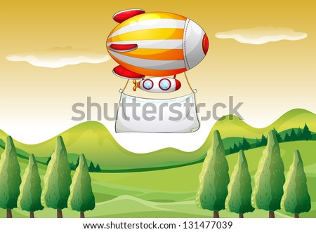 Illustration of an airship carrying a blank banner