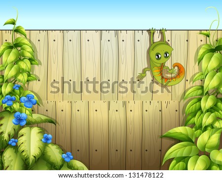 Illustration of a lizard at the fence