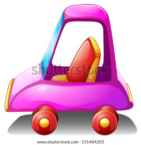 Illustration of a pink toy car on a white background