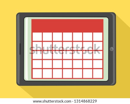 Illustration of a Blank Calendar Template Inside a Tablet Computer. Digital Calendar