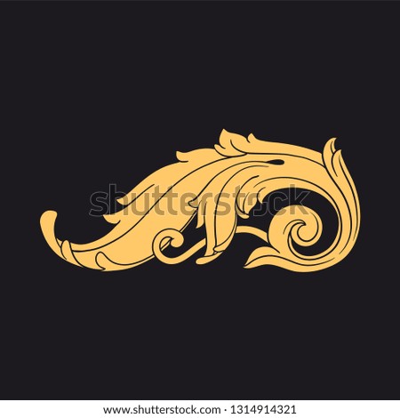Gold ornament baroque style. Retro rococo decoration element with flourishes calligraphic. You can use for wedding decoration of greeting card and laser cutting