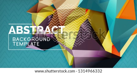 Color geometric abstract background, minimal abstraction design with mosaic style 3d shape, vector modern poster design