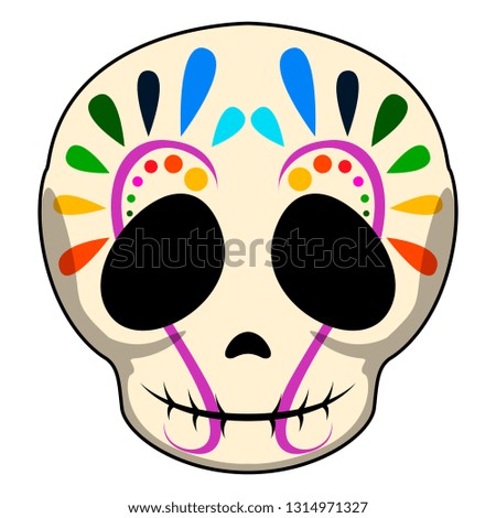 Happy colored mexican skull cartoon. Vector illustration design