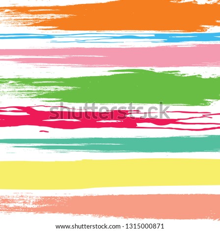 Abstract colorful paint brush and strokes, scribble horizontal lines pattern background 