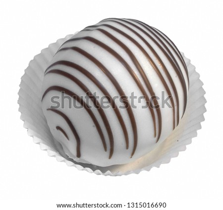 Round cake with icing donut isolated on white background
