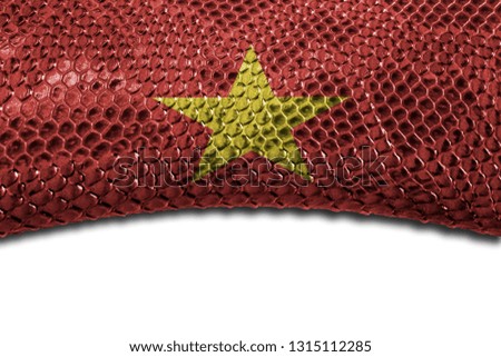 Vietnam flag on snake skin with a clean place for the inscription