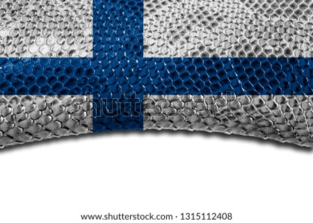 Finland flag on snake skin with a clean place for the inscription