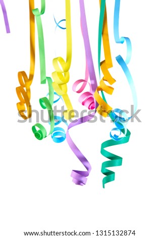 Colored serpentines depended on white background vertically
