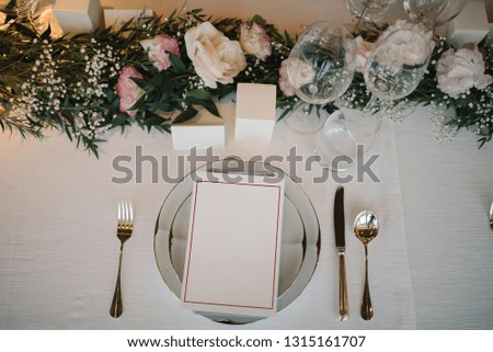 Menu restaurant folder for wedding party.