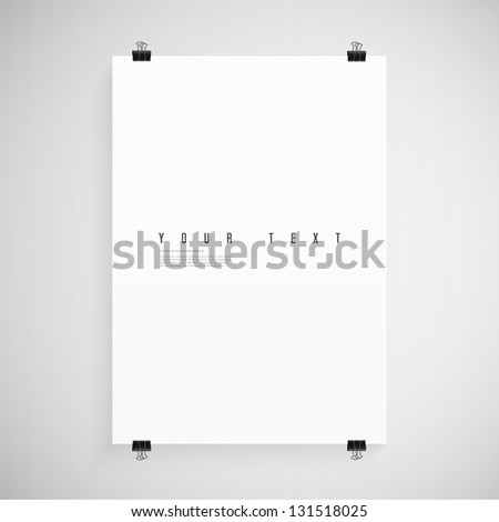 A4 / A3 Format paper design vector with text, paper clips and shadow
