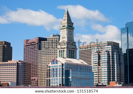 Boston Skyline and Custom House Tower in Boston, MA