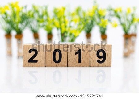wooden block number 2019. Image use for background happy new year, business concept.