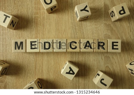 Medicare word from wooden blocks on desk