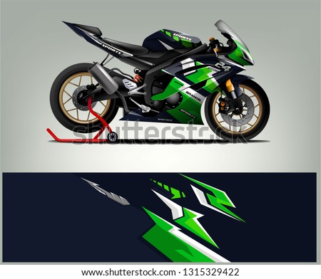 Sport bike graphic vector. Racing Sport bike Livery design. Ready print for sport bike.