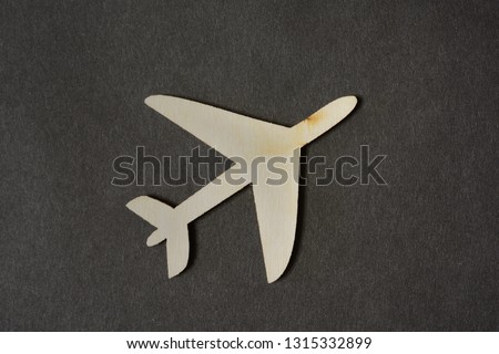 the plane figure which is cut out from a tree against a dark background