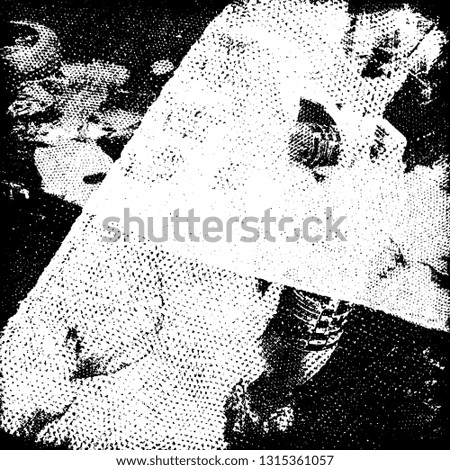 Grunge black and white vector. Pattern scratches, chips, cracks. Monochrome abstract background. The old faded surface is worn. Vintage antique paper in paint brush strokes with dry brush