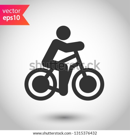 Bicyclist icon. Man on bicycle icon. Bicycle vector icon. Bicycle vector flat sign. EPS 10