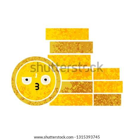 retro illustration style cartoon of a coins