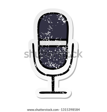 distressed sticker of a cute cartoon radio microphone