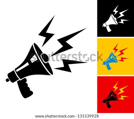 Set illustration of megaphone and lightning Royalty-Free Stock Photo #131539928