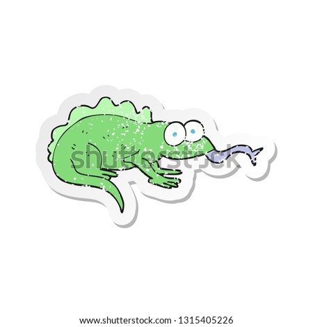 retro distressed sticker of a cartoon lizard