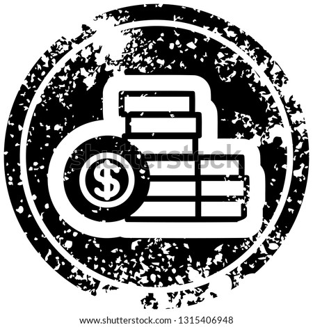 stacked money distressed icon symbol
