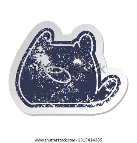 distressed old cartoon sticker of a kawaii cat
