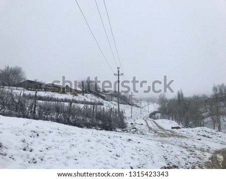 Rural Azerbaijan in snowy winter