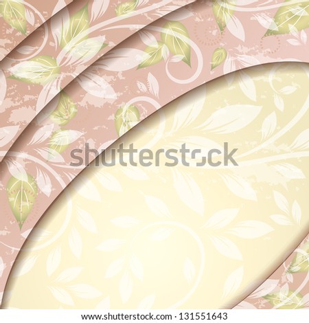 Leveled floral vector background with floral ornament and copy space.