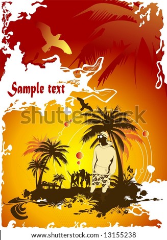guy on a beach with palm trees