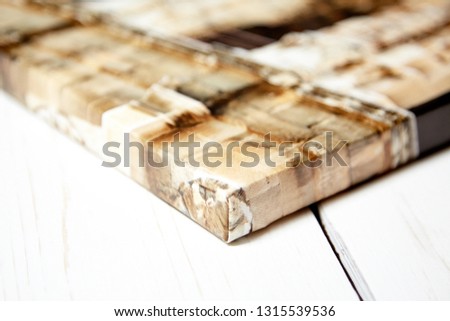Gallery wrap, photo print on canvas and stretched on wooden stretcher bar, closeup, selective focus