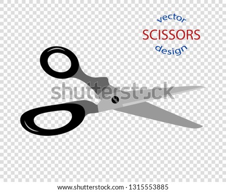 The large tailors scissors in an open position. Vector color illustration, flat style. the element is isolated on a light background.