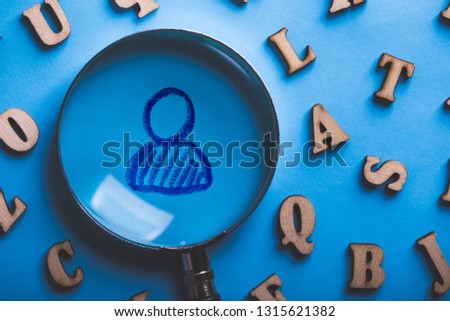 Concept of search for worker with magnifying glass.
