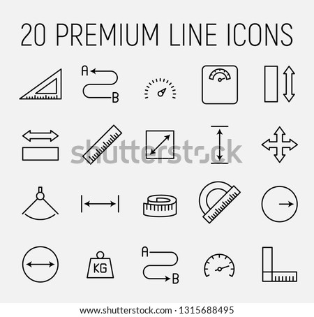Measuirng related vector icon set. Well-crafted sign in thin line style with editable stroke. Vector symbols isolated on a white background. Simple pictograms