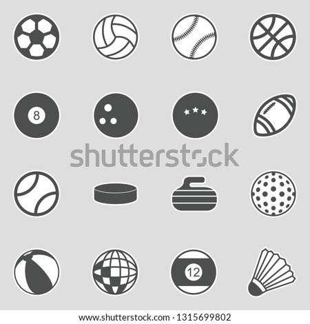 Balls Icons. Sticker Design. Vector Illustration.